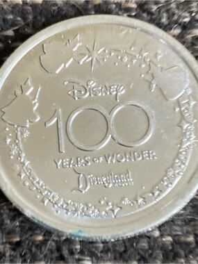 Disney Silver-Tone 100 Years Commemorative Coin Featuring Chip and Dale